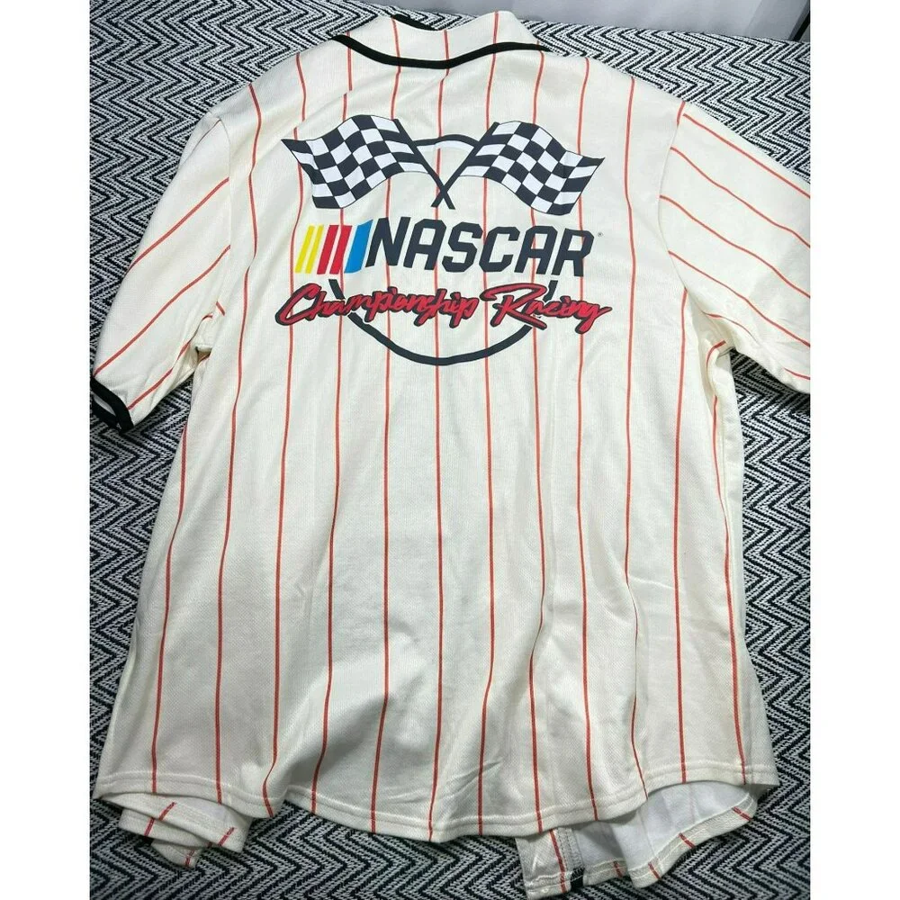 NASCAR Cup Series Championship Racing Striped Button-Down Jersey Shirt L/G - Picture 2 of 6